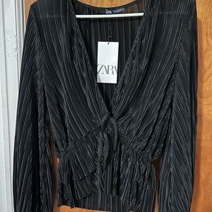 Zara black pleated shirt